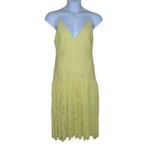 ASOS DESIGN‎ yellow lace drop waist strappy flowy midi dress 10